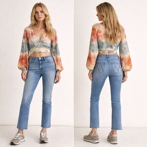 MOTHER The Rascal Ankle Fray Jeans Bonfire Lighting Wash Size 30 J1750